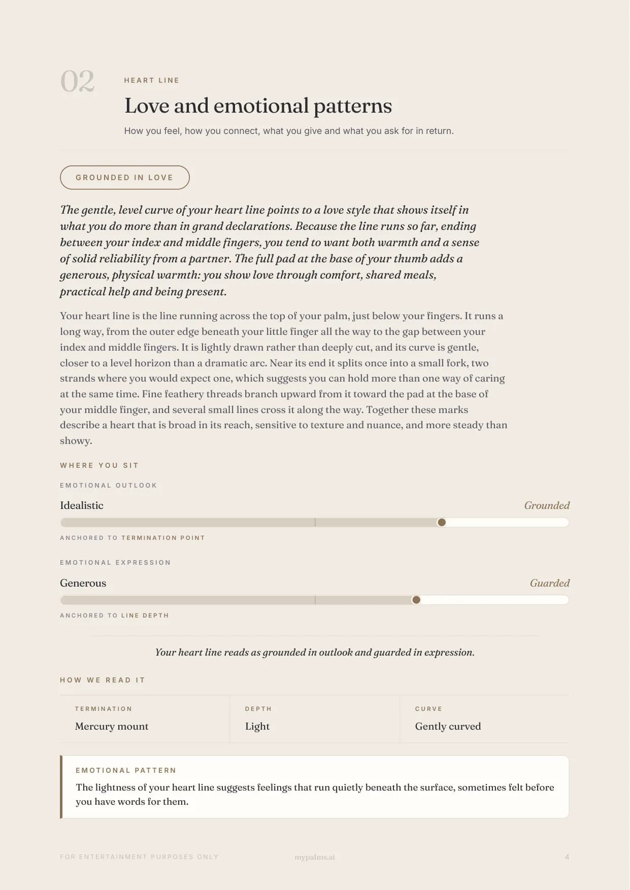 Sample reading, page 4: Love and emotional patterns